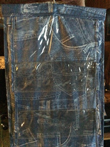 Schuhaufhänger Organizer 18 Paar blaue Jeans Taschenoptik Kunststoff Halter Vintage - Bild 3 von 8