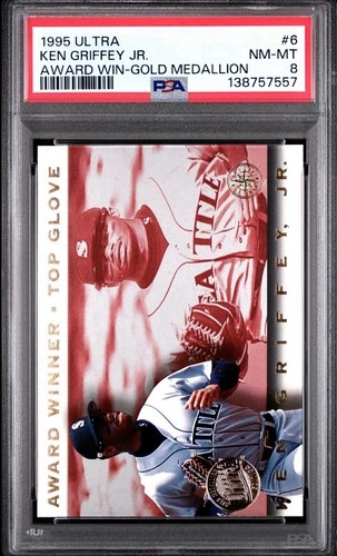1995 FLEER ULTRA KEN GRIFFEY JR AWARD WINNERS GOLD MEDALLION CARD *PSA NM-MT 8!