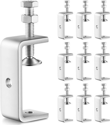 10 Pcs 304 Stainless Steel C Clamp Mini Tiger 1Inch 3 3/8 Inch, Silver 