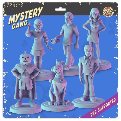 Mystery Gang Cartoon 36mm Tabletop RPG Miniatures Complete Set 3D Printed V2
