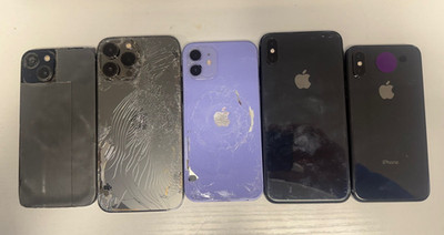 Apple iPhone 13 Pro Max, 13, 12, XS -  (Mixed Carrier) Broken Lot of 5 - FMI:OFF