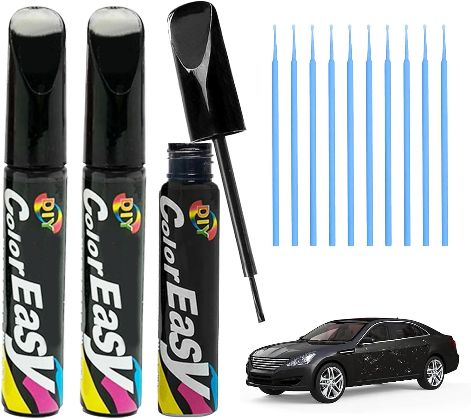 3PCS Black Car Touch Up Paint Pen, Professional Car Scratch Repair Pen