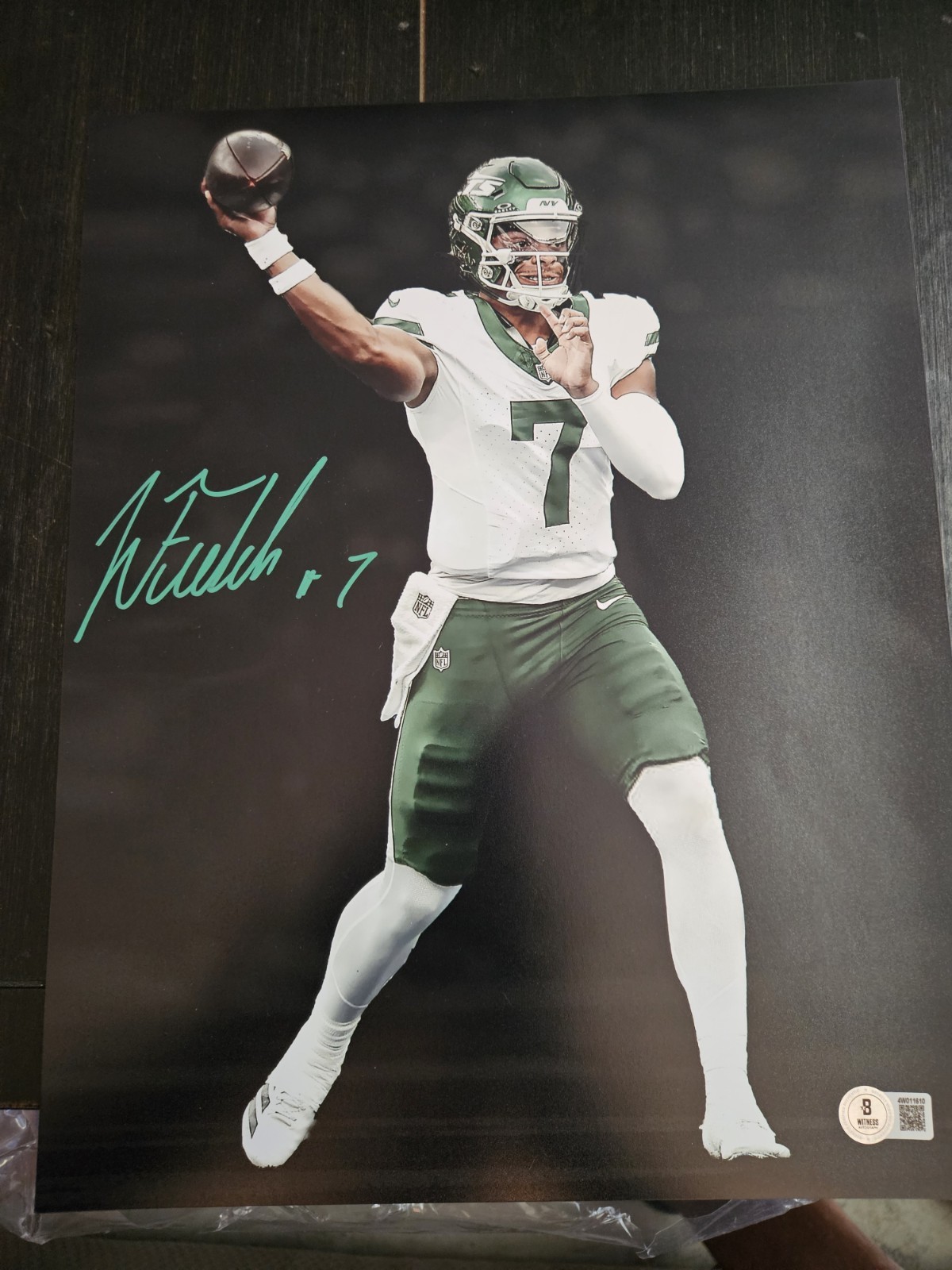 Signed 11x14 Justin Fields NY Jets Photo.  W/ BAS COA Included.