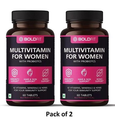 Boldfit Multivitamin für Frauen mit Probiotika Immunität 60 Tabletten 2er Pack