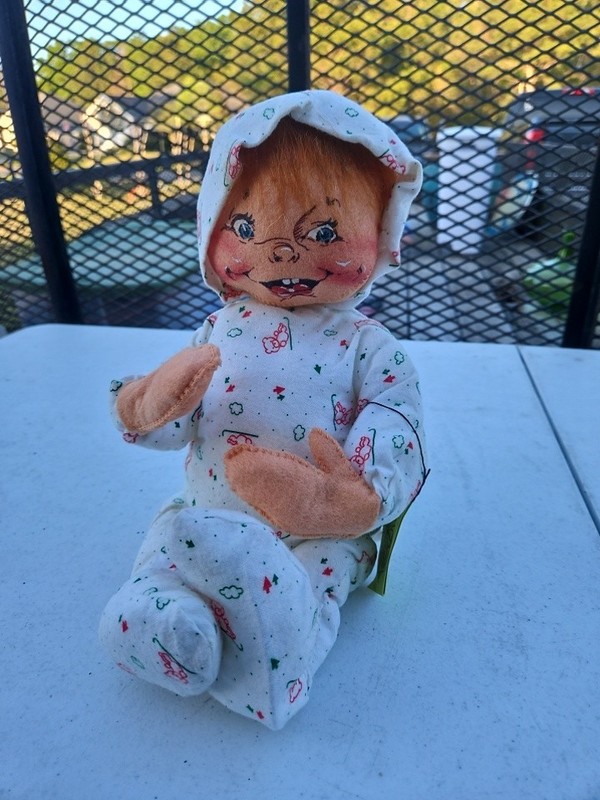 Vintage 18" Annalee Doll Open Mouth Winter Pajama Bears Sledding 1987 ** READ