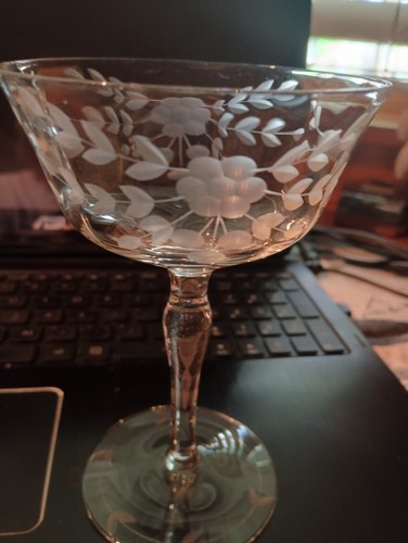 5 Glastonberry Lotus etched sherbet/champagne glasses vintage - Picture 2 of 6