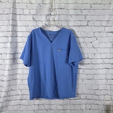 Figs Technical Collection Scrub Top Size XL Blue Sleeveless V Neck 2 Pocket Nice