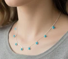 925 Solid Sterling Silver Sleeping Beauty Turquoise Necklace - 18 Inch