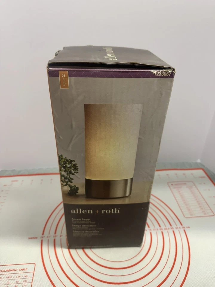 allen + roth Crackle Glass Accent Lamp – Brushed Nickel + Philips LED Bulb - Image 3 of 4