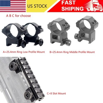 1/2(0.5)'' Flat-Top 8 Slots Riser Mount/25.4mm 1'' Ring Low/Medium Profile Mount