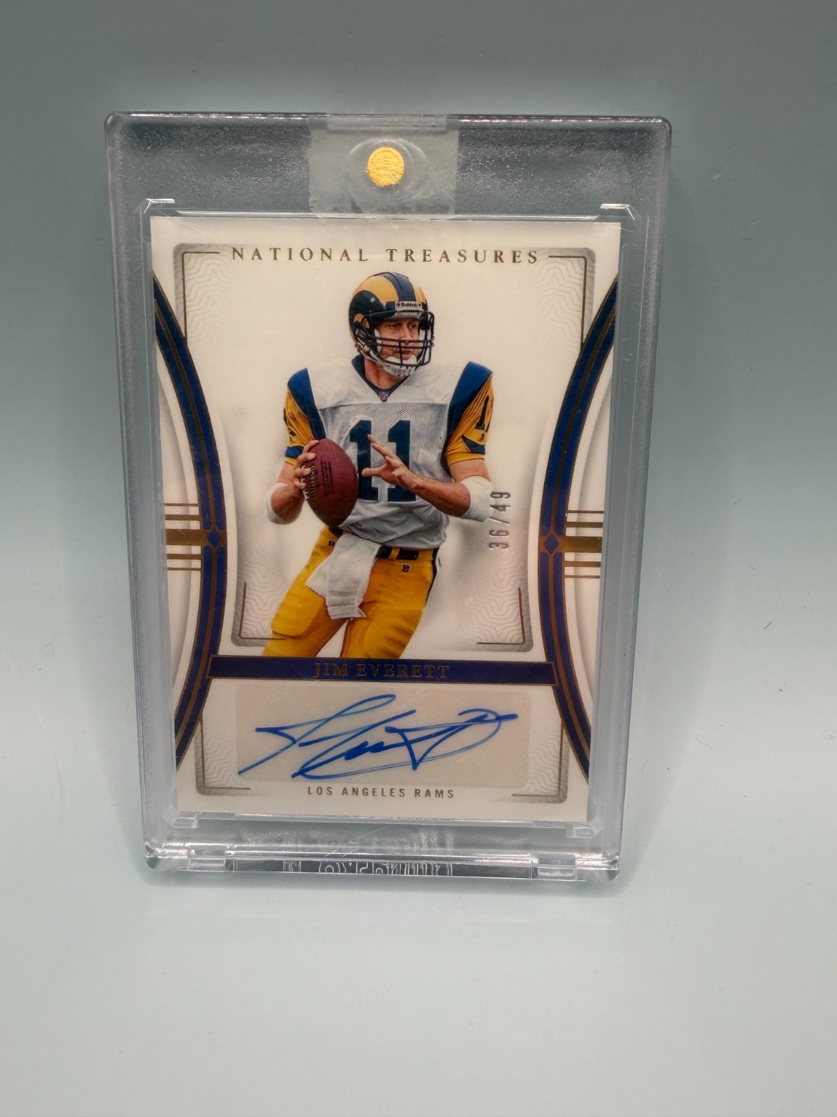 2023 Panini National Treasures Jim Everett Auto /49 #SIG-JET Los Angeles Rams