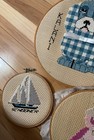 Vtg 5 Pc Finished Framed Needlework Cross Stitch Framed Wall Art Handmade Decor — photo 6