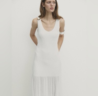 Massimo Dutti White Knit Maxi dress size medium M
