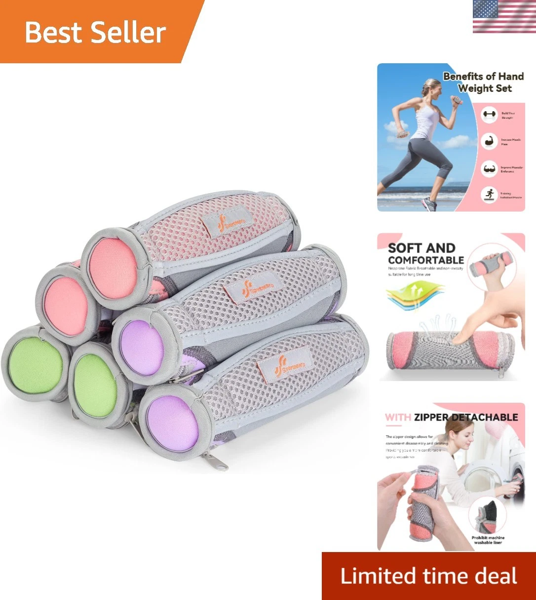 Hand Weights for Women, Walking Weights Set 6pcs 1lb, 2lb, 3lb Each Soft Dumb...