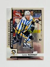 Carter Rowney Penguins Autographed 2017-18 OPC Platinum Marquee Rookie Card #156