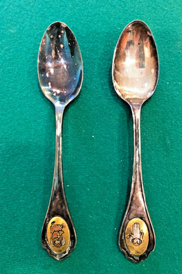 Vtg. 2-Piece  Berta Hummel Inspired Limited-Edition Silver-Plated Spoons by NE,