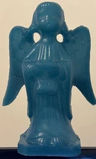 Mold-A-Rama Christmas holiday STANDING CHOIR ANGEL Molded Souvenir DRK AQUA BLUE