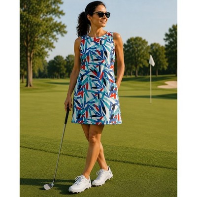 Mahi Gold Womens Sleeveless Leaf Print Dress Size Large