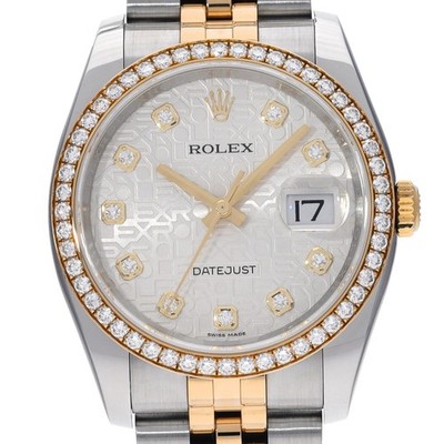 ROLEX Datejust 116243G Silver computer/diamond WATCH 677238
