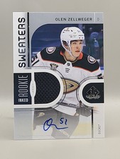 2024-25 SP Game Used #IRS-OZ Olen Zellweger Inked Rookie Sweaters #/99