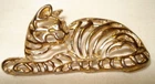 Vintage Gold Tone Kitty Cat Kitten Outline Sitting Laying Costume Jewelry Brooch