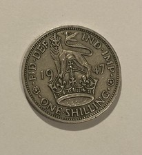 Rare 1947 Uk King George VI One Shilling Coin Great Britain Collectors Item Uk