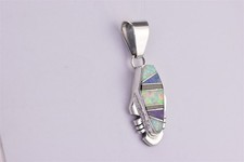 Offina Pino OP Navajo Sterling Silber 23mm Opal Onyx Lapis Charoit 925 Anhänger