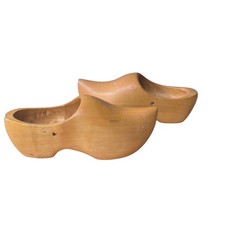 Vintage Hand Dutch Carved Wooden Clogs Natural Klompen Shoes 8.5 Inch