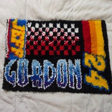 Vintage NASCAR Jeff Gordon 24 Latch Hook Rug Wall Hanging 90s Racing Tapestry
