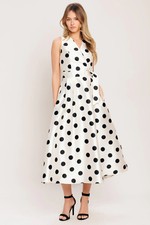 Cafã‰ Noir Polka Woven Midi Dress