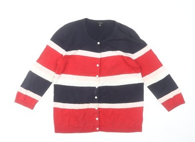 Talbots Damen Strickjacke bunt gestreift Baumwolle M