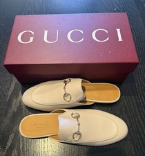 Gucci Princetown Leather Mules Light Grey NEW NEVER WORN w/ Box 39.5/9.5