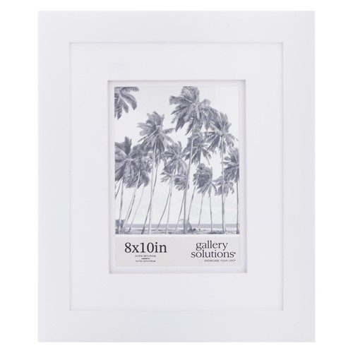 Wall Mount or Tabletop Picture Frame with Double Mat, 8x10 Matted To 5x7, White