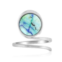 Cavill Damenring Azurit 3,7Ct Sterlingsilber 925 Silber Plattiert Rund
