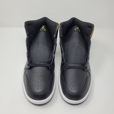 Nike Air Jordan 1 Mid 2024 Mens Size 9.5 Black Metallic Gold Shoes DQ8426-071 Jordan 1 Mid Black Metallic Gold Men main image 4