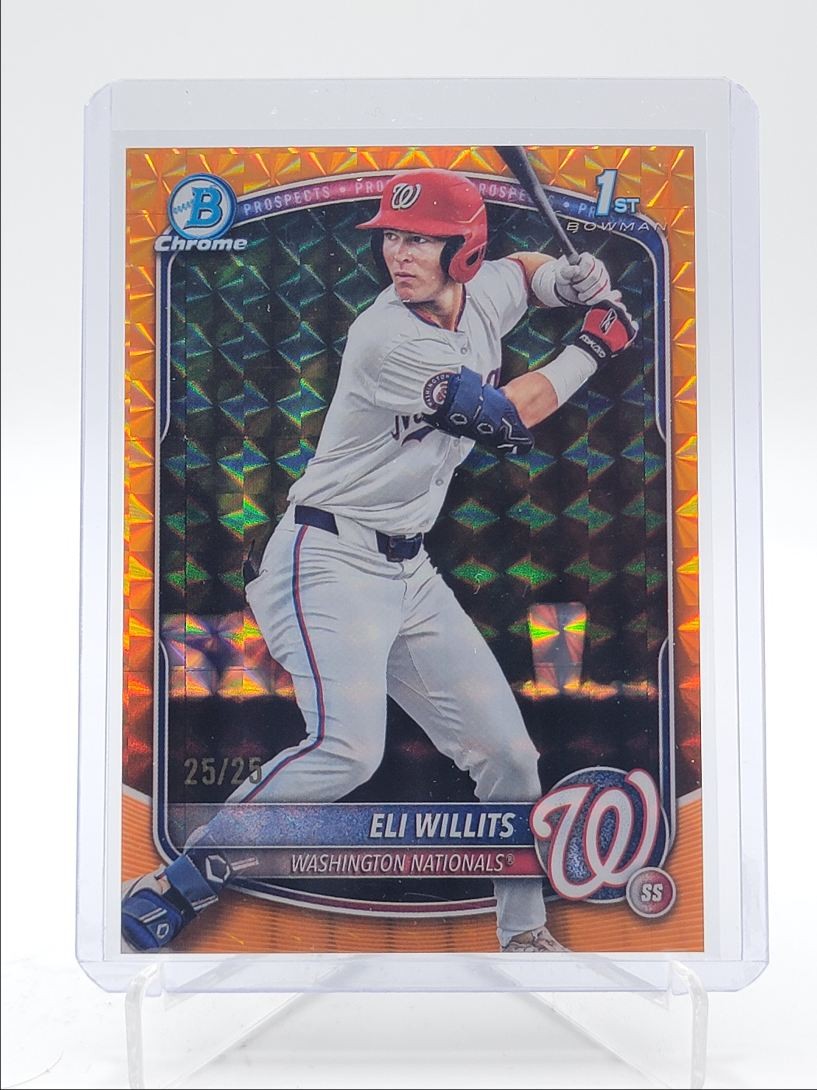 ELI WILLITS 2025 BOWMAN CHROME DRAFT 1ST ORANGE GEOMETRIC 25/25 Q3855