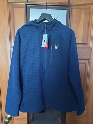 Spyder Hooded Midweight Jacket, Size L Full Zip, NWT Dark BLUE