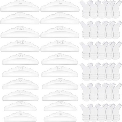 Maitys 20 Pieces Lash Lift Pads Rods Silicone Eyelash 50 Piece Set, Clear 