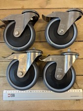 4 Castor Wheels 125mm Stainless Steel, 150kg load per castor, Clearance.