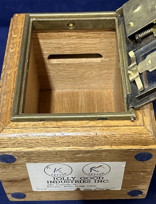 Vintage Jolly Good Industries Wooden Post Office Lockbox Coin Safe