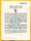 Genuine 1878-CC GSA Certificate of Authenticity (COA) - Free Shipping