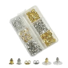 Earring Backs Assortment 6 Styles Hypoallergenic Metal Bullet Backs 170 Pk