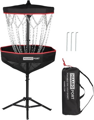 PDGA Approved HIAARO 16-Chain Portable Disc Golf Basket Foldable with Carry Bag