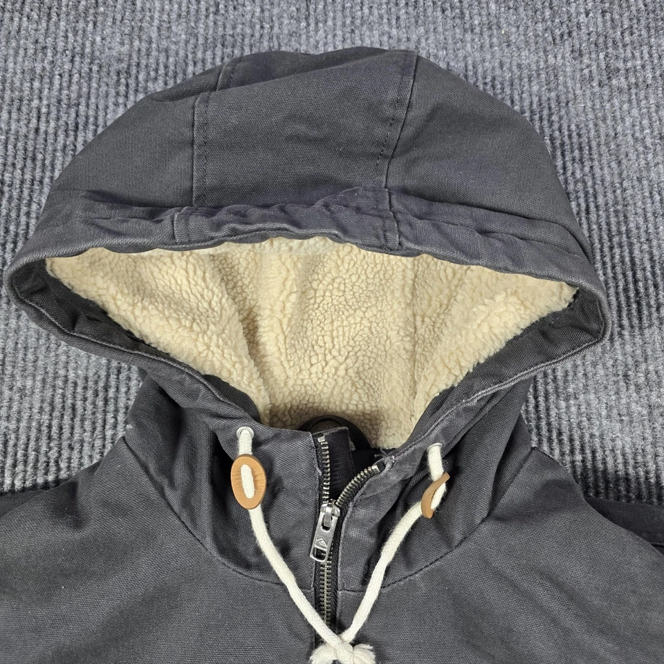 Chaqueta Quiksilver Para Hombres 2XL Gris Sherpa Forrada Con Capucha Invierno Parka Bolsillos Lona Foto 4 de 4