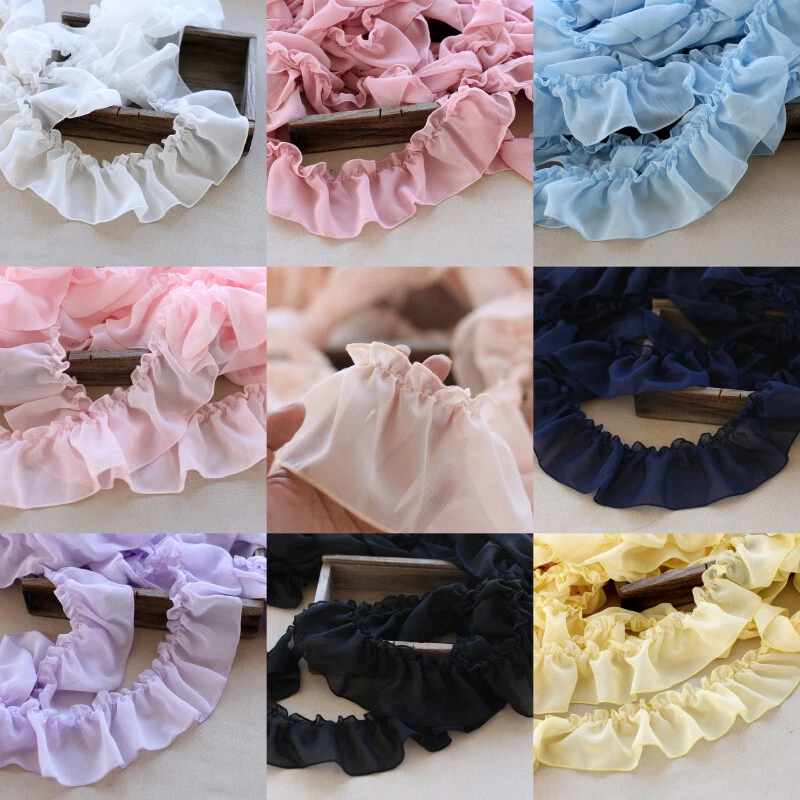 Chiffon Frill Ruffles Edging Trimming Lace Dress Curtain Craft Sewing 5M - Image 2 of 4