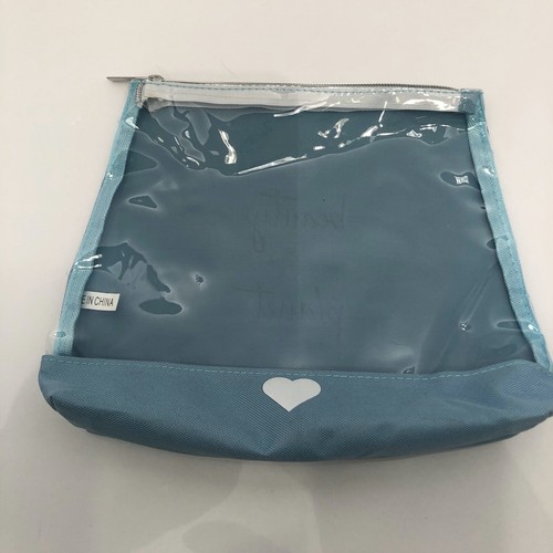 Womens Clear & Fabric Travel Cosmetic Make Up Bag Zipper Love Beauty Planet Logo - Picture 10 of 12