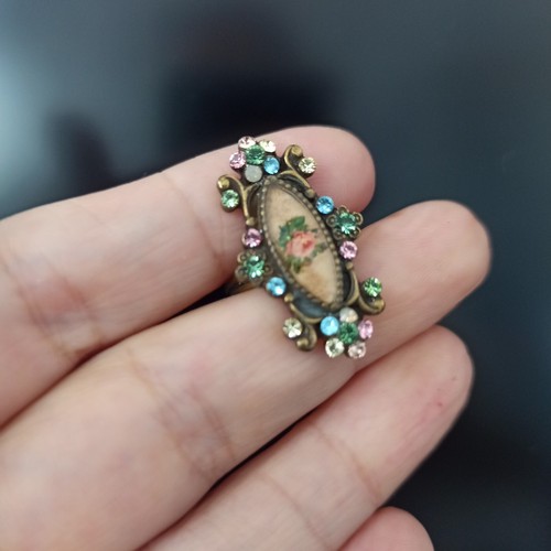 Michal Negrin Ring Romantic Roses Victorian Revival With Swarovski Crystals VTG - Picture 2 of 12