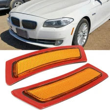 For F10 2011-2016 BMW 5 Series Amber Side Marker Light Front Bumper Reflectors