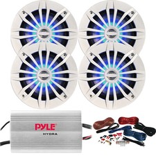 4x Enrock EMLED265W 6.5" Speakers w/ Blue LED, 4-Channel Amplifier w/ Wiring Kit