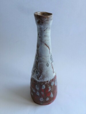 Rustikale Handarbeit Ton Vase Handarbeit glasiert (hoch schmal Kitsch Shabby Chic)